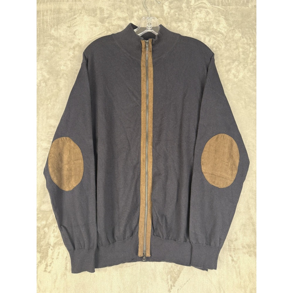 Y2K Kenneth Roberts Platinum Me Full Zip Mock Neck Cardigan Elbow‎ Patch